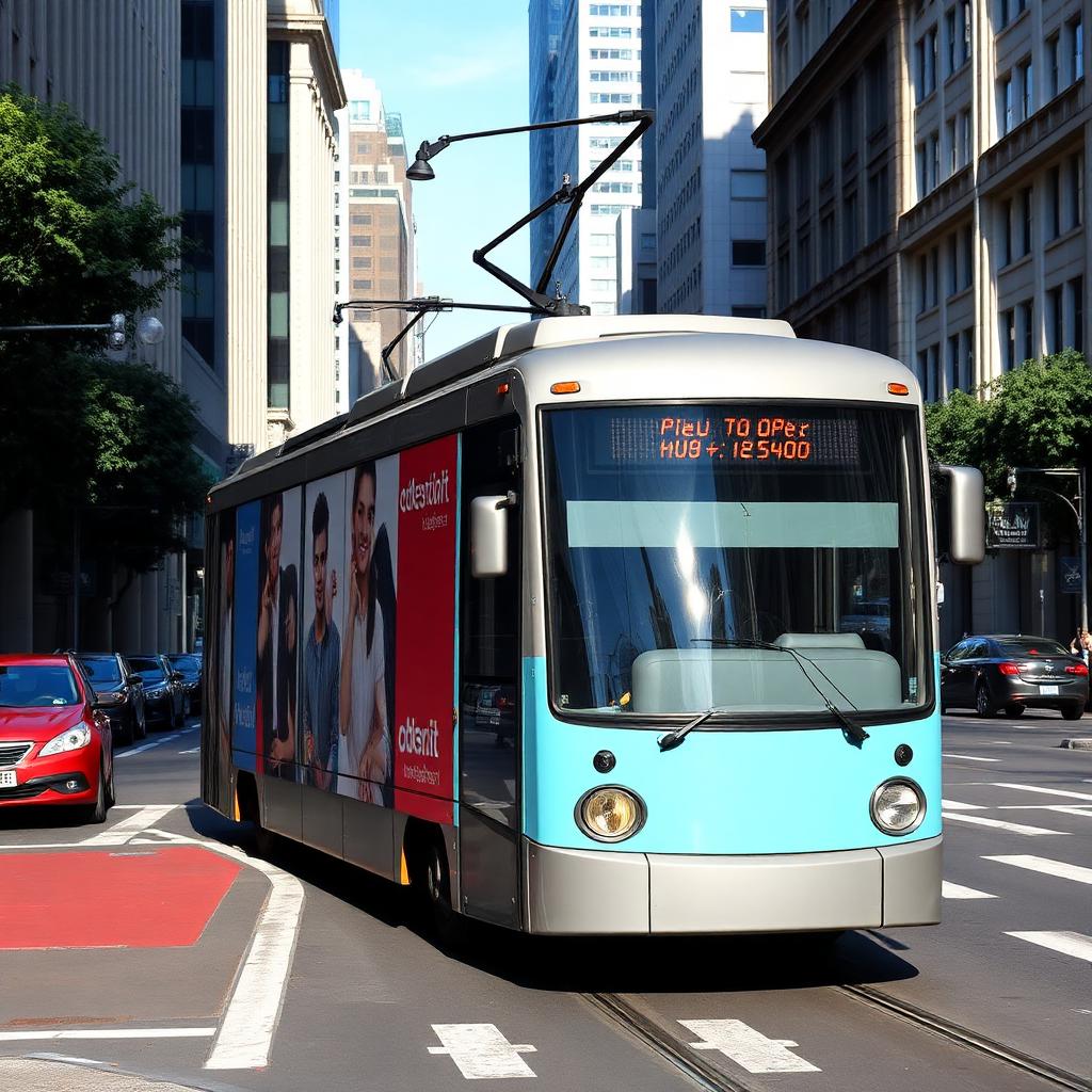 Colectivo urbano de Buenos Aires con publicidad lateral a todo color